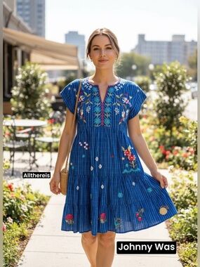 Johnny Was Lyonne Dress embroidered XS